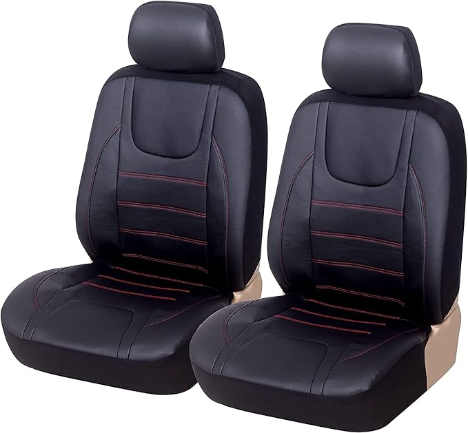 toyoun 高档人造革前排汽车座椅套一对通用适用于卡车,汽车,货车,pu